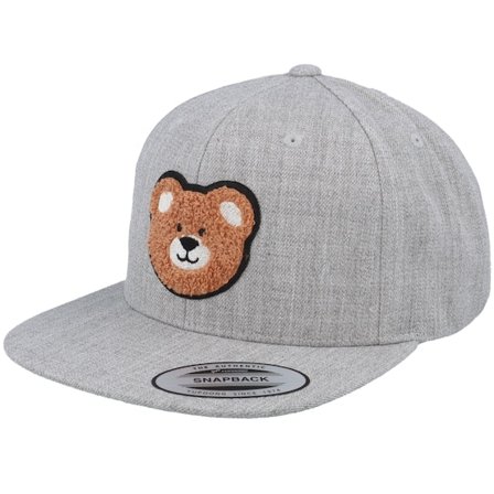 Kiddo Cap - Grijs snapback Cap - Bear Chenille Patch Heather Grey Snapback @ Hatstore