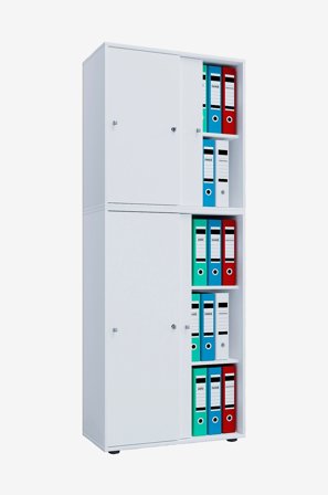 VCM - Kontorskab Lona Xxl med skydedøre - Hvid - Hylder & opbevaring - Fra Homeroom