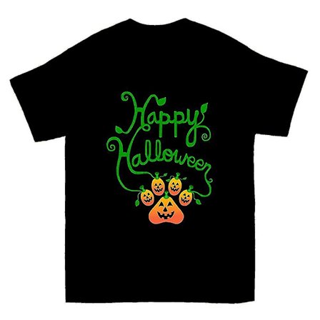 Happy Halloween Pawpkin Print T-shirt