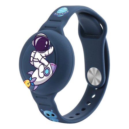 AirTag Skal Armband i Silikon för Barn Astronaut - Marinblå