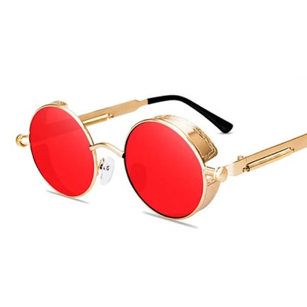 Runda solglasögon för män och kvinnor, gotisk steampunk-stil, solglasögon för män och kvinnor, retrodesignerspegel i metall, vintage Gafas De Sol