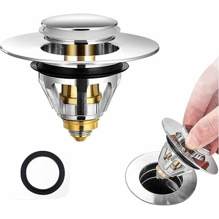 Universal håndvaskprop, Bounce afløbspropper, rustfrit stål