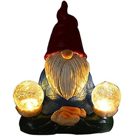 Havefigur i harpiks til haven - Langskægget dværg i meditation og tænkning