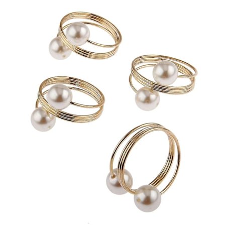 12 stk. Perle Spænde Hoop Ringe Holder til Bryllup Hotel Forbrugsvarer Bord Dekoration, Guld