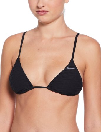 NIKE SWIM Nike Swoosh Terry Towelling Triangle Bikini Top - Black - XS