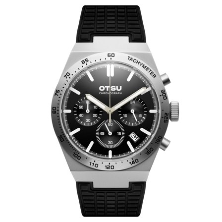 Heron | Silver-Tone & Black Stainless Steel Chronograph Watch for Men - Wrist watches