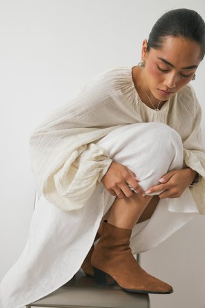 NA-KD - Ankelboots i semsket skinn med blokkhæl - Boots - Brun - EU 38
