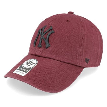 47 Brand - MLB Rood unconstructed Cap - New York Yankees Ballpark Clean Up Dark Maroon Dad Cap @ Hatstore