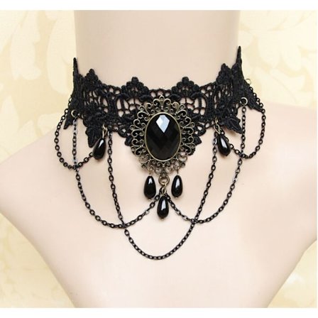 Halloween Gotisk Sort Blonde Halskæde Choker Justerbare Smykker til Kvinder og Piger