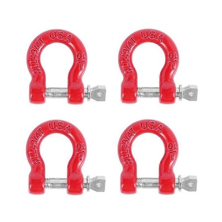4st Metall Stötfångare D-Ring Röd Dragkrok Trailer Räddningskrok för 1/10 RC Crawler Bil Traxxas TRX4 Axial