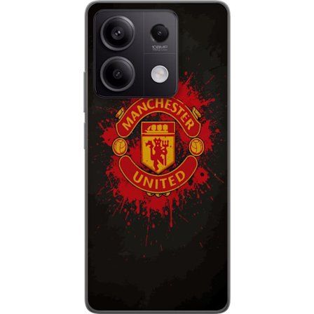 Kompatibelt Mobildeksel til Xiaomi Xiaomi Redmi Note 13 Manchester United logo i rød og gul farge med røff sportslig bakgrunn