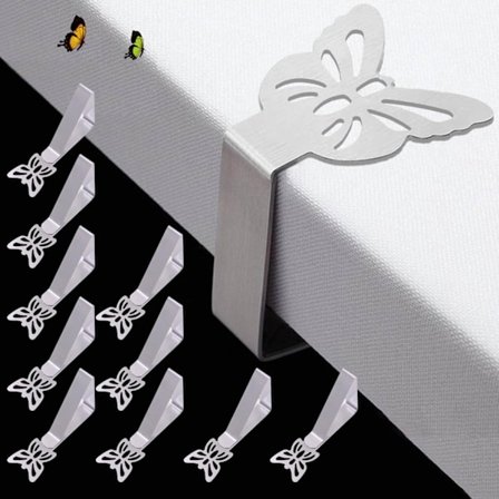 10-pak Dugeklemmer til Tykke Udendørsborde, Sommerfugl Dugeklemme til Indendørs Picnicborde, Kraftig Rustfri Stål Klemme til Fest W