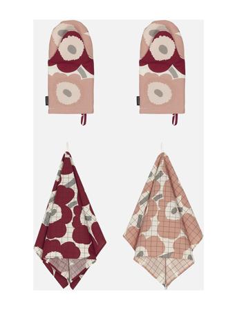 P.unikko K.textile Set 4 Pcs Home Textiles Kitchen Textiles Kitchen Towels Multi/patterned Marimekko Home