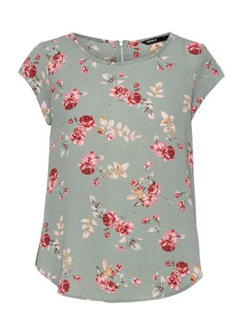 Onlvic Ss Aop Top Ptm Blouses Short-sleeved Grå ONLY