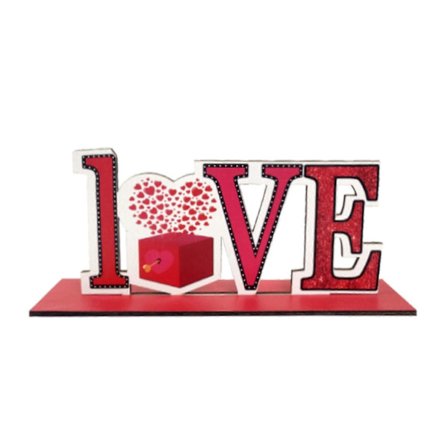 Valentinsdagshåndværk i træ, skrivebordsornament, kærlighedshjertebilmønster til hjemmet, soveværelset, stuen, bordpladedekoration [HK]