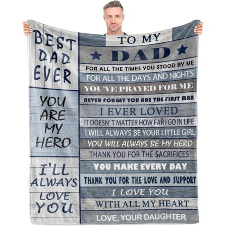 Pappa Presenter från Dotter/Son Filt 150*200cm, Pappa Födelsedagspresent, till Pappa, Födelsedagspresent till Far, Mjuk Flanell Pläd