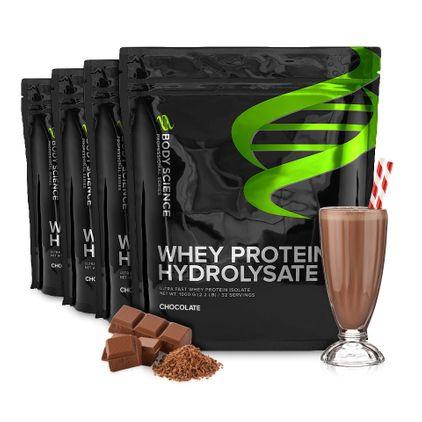 4 x Whey Protein Hydrolysate Chocolate, Kosttilskudd, Proteinpulver, Myseprotein (Whey Protein)