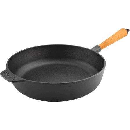 Carl Victor Støbejerns sauterpande 28 cm, med bøgegreb - Sort, træ | KitchenOne