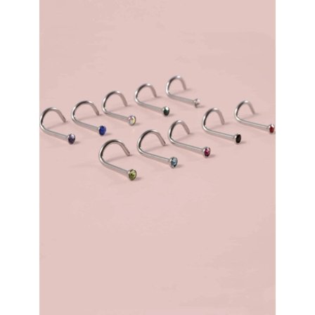 REA::__Pack10 Skruvbara näspiercing i 316L stål 10 färg