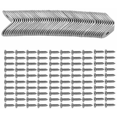 50 stk. L-vinkelbeslag med skruer, hjørnebeslag, hjørnebeslagfastgørelser, til møbler, sengrammer, skabe