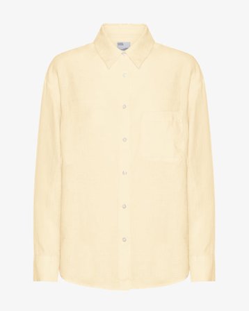 Linen Oversized Shirt - Soft Yellow - Female - M - Sustainable material - Ethical production