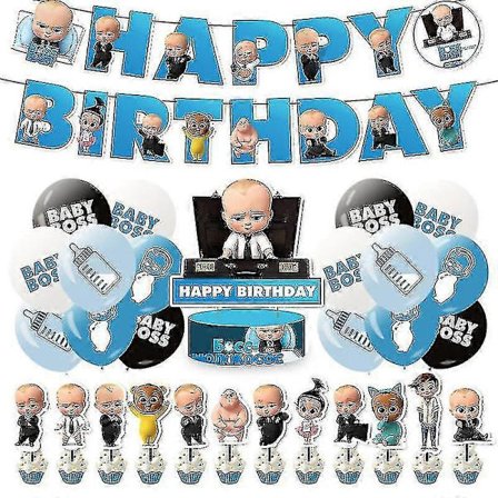Baby Boss Födelsedagsfest Dekorationer, Grattis på födelsedagen Banner Tårtdekorationer Ballonger Set_SSDLV Högkvalitativa Gåvor