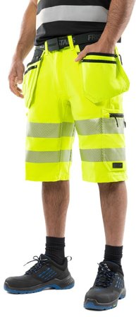 Fristads Herr Varsel Green hantverkarshorts stretch 2646 GSTP, klass 2, Varsel Gul/Svart