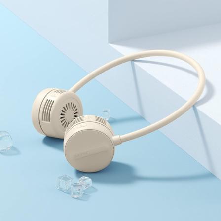 Bärbar halsfläkt, personlig halsfläkt, 360° justerbar bladlös halsfläkt, USB uppladdningsbar, bladlös hängande halsfläkt, 2 luftuttag, flexibel slang,