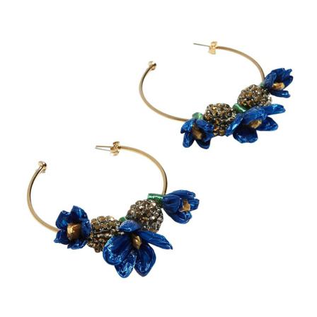 La DoubleJ, Flora Hoops Earrings Blauw, Dames, Maat:ONE Size