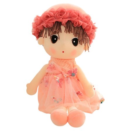 Mjuk babydocka flicka med kläder, söt mjuk trasa docka