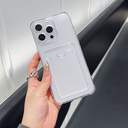 Skal för iPhone16 transparent korthållare foton och anti-fall