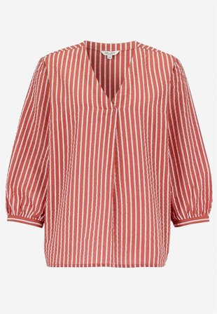 Cellbes of Sweden - Bluse i seersucker i terrakotta/rosa striper for damer i størrelse 58/60