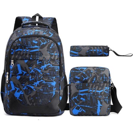 Skolesekker for gutter og jenter, sett med ryggsekk, matboks og pennal - tredelt sett