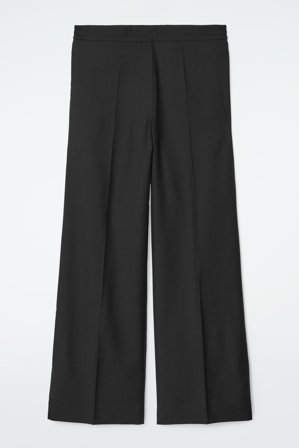 COS Women's Elasticated Wool Straight Leg Trousers in Black