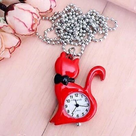 2023 CYD barn damer kvinnor härliga katt fickur barn halsband smycken nyckelringar lyx kvarts fickur reloj mujer [BR]_jar