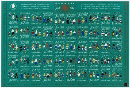Danmark - Julemærkeark 1953 - Utakket - Ubrugt eller foldet