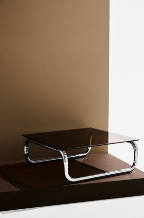 Pastill - Lulu sohvapöytä lasia ja kromia 80x80 cm - Ruskea - Sohvapöydät - - Homeroom