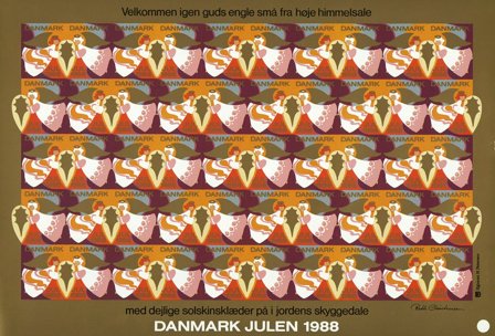 Danmark - Julemærkeark 1988 - Utakket - Ufoldet