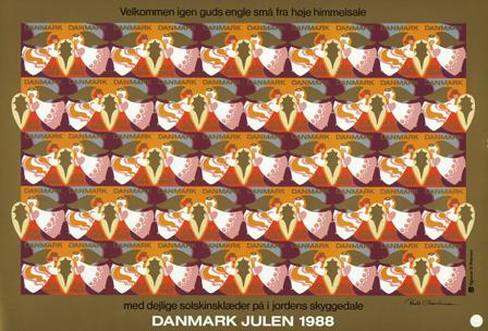 Danmark - Julemærkeark 1988 - Utakket - Ufoldet