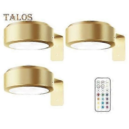 Billedlampe med fjernbetjening 100 lumen høj lysstyrke trinløs dæmpning 3 lystilstande batteridrevet ingen boremaskine vægkunstlys (FMY)