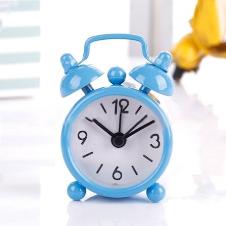 Brand new permanent alarm clock 6x4x1.8 cm metal with button battery alarm clock-