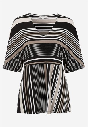 Cellbes of Sweden - Stripete jerseytopp i svart / stripete for damer i størrelse 38/40