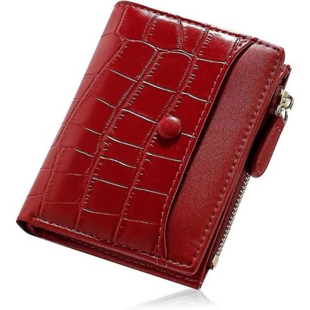 Liten lommebok for kvinner, Bifold skinnlommebøker Lommebok med glidelås, Små kvinner Vegan