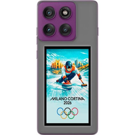 Yhteensopiva Puhelinkuori Motorola Edge 60 Pro Jääkiekkoilukuva, jossa pelaajat liikkuvat jäällä, Milano Cortina 2026, Milanin maamerkit ja olympialai