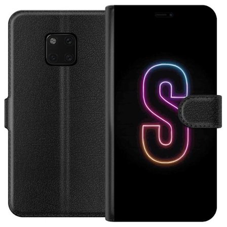 Kompatibelt Lommeboketui til Huawei Huawei Mate 20 Pro Neonbokstav S i lysende rosa og blå toner mot mørk bakgrunn, stilig bokstavkunst med retrofut