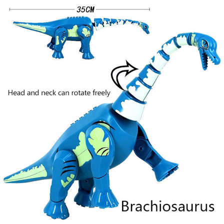 Dinosaur Byggeklosser for Barn Spinosaurus Brachiosaurus Figur Modell Gaver Blå Brachiosaurus
