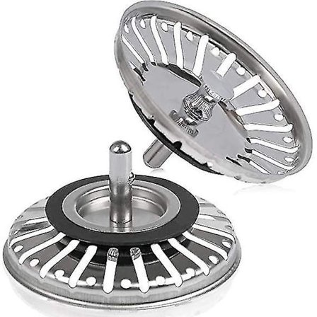 Rustfritt Stål Trekk-Vask Plugg 2 stk 84mm Kurv Sil