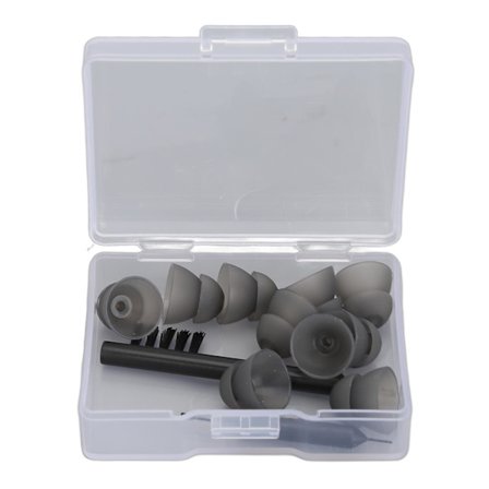 10 stk Svarte Silikon Dobbeltlags Lukkede Dome Ørepropper med Rengjøringsbørste for Resound Hørselshjelp