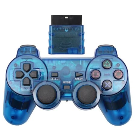 Blå trådløs gamepad for Sony PS2, Playstation 2 spillkontroller, PC-joystick, USB-joypad med dobbel vibrasjon
