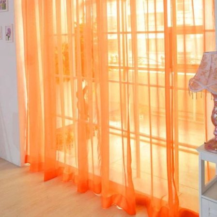 RY-2 stk ensfargede tyllgardiner for dører og vinduer, gardinpaneler, transparente sjalvalanser eller oransje